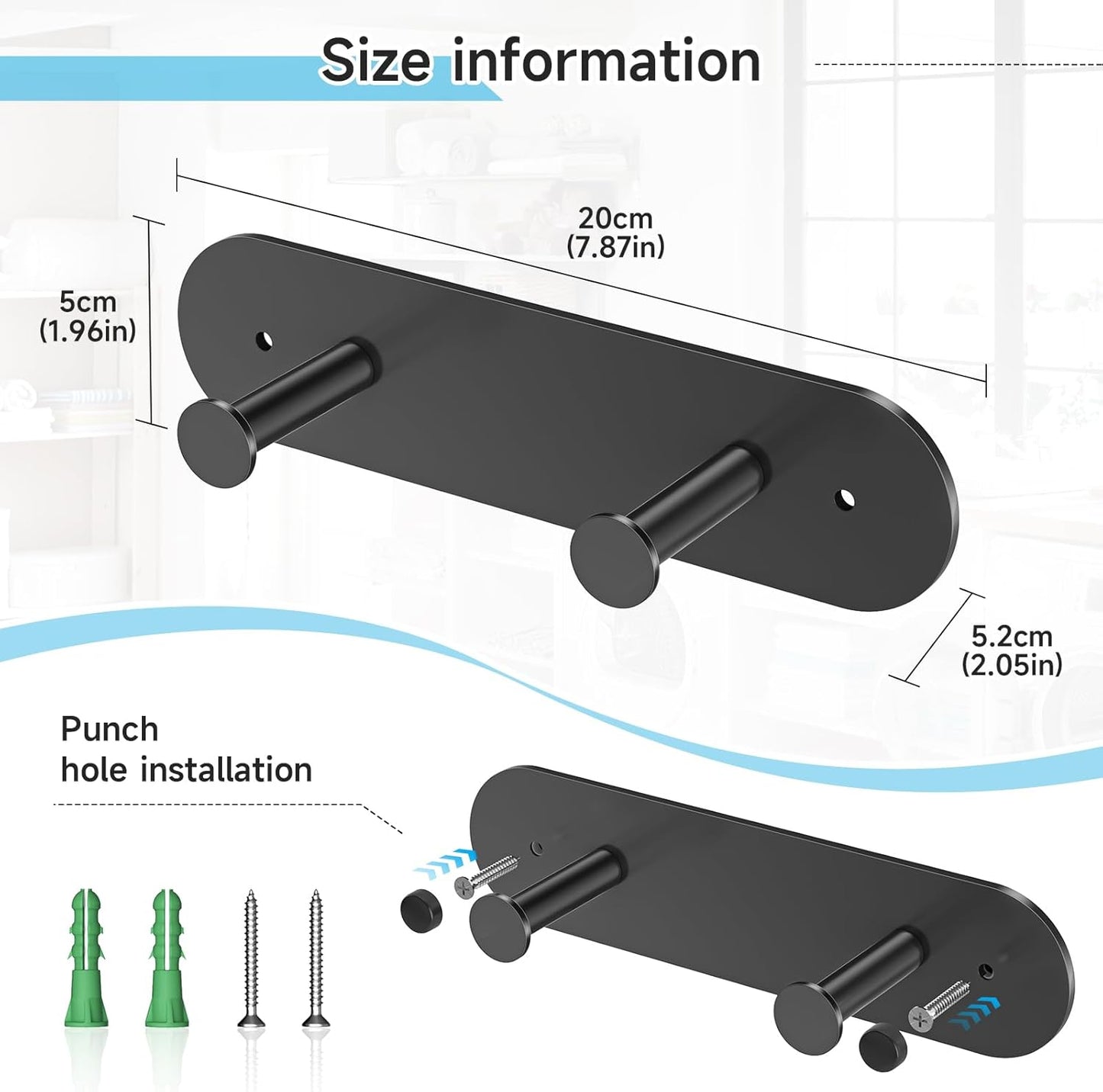 Ironing Board Holder Wall Mount,Ironing Board Hanger with Removable Hooks, Laundry Rooms Stainless Steel Ironing Boards Hook for Wall for Y or T Leg (Black)
