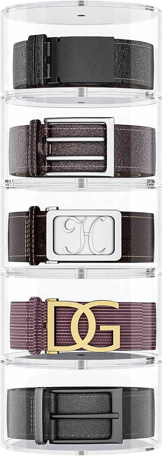 NIUBEE Belt Organizer, Acrylic 5 Layers Belt Case Storage Holder and Display for Accessories like Jewelry,Watch,Bracelets