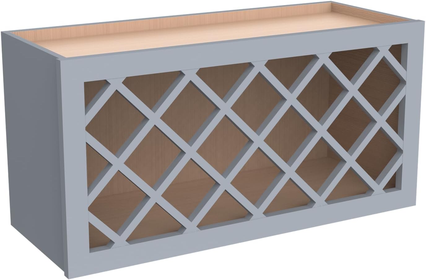 Solid Wood RTA Wine Bottle Rack Wall Cabinet with Lattice Panels - Wine Storage for Bar, Pantry, Cellar - Mocha (30'W 12'D 18'H)