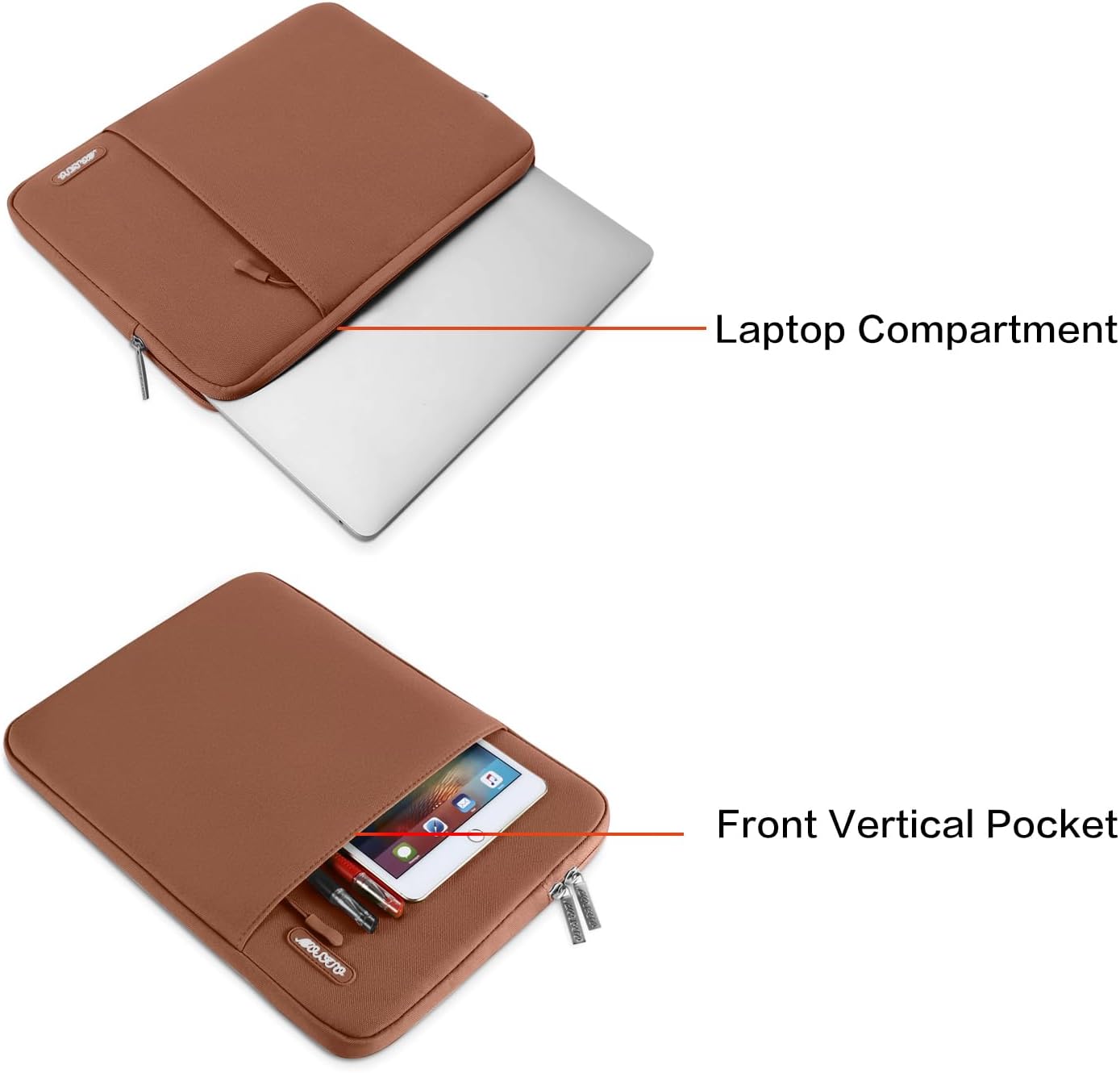 MOSISO Laptop Case 13 inch, 13 inch Laptop Sleeve Compatible with MacBook Air M4 M3 M2 M1 2025-2018 / Pro M2 M1 2025-2016, Polyester Vertical Computer Sleeve Bag with Pocket, Caramel Brown