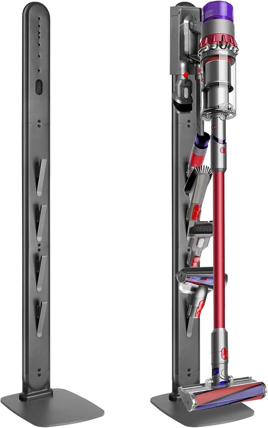 Haturi Vacuum Stand for Dyson V15, Gen5, V12, V11, V10, V8, V7, V6 - Sturdy Metal Storage Bracket Standing Holder with Hidden Cord Design, Space-Saving and Stylish Organization Solution
