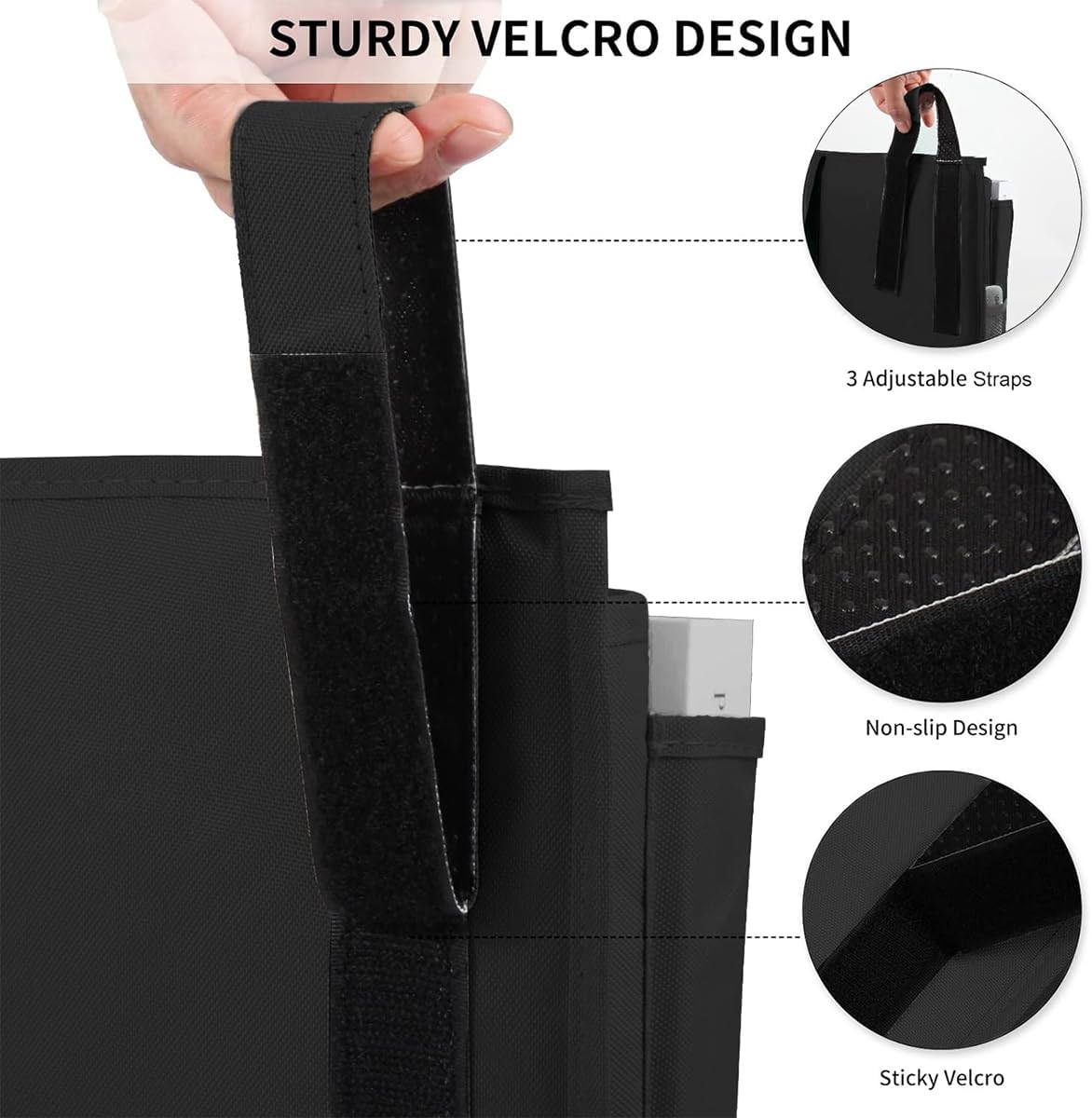 Bedside Caddy Storage Organizer Bunk Bed Hanging Storage Bag for Crib Hospital Beds Dorm Rooms with 8 pockets (Black)