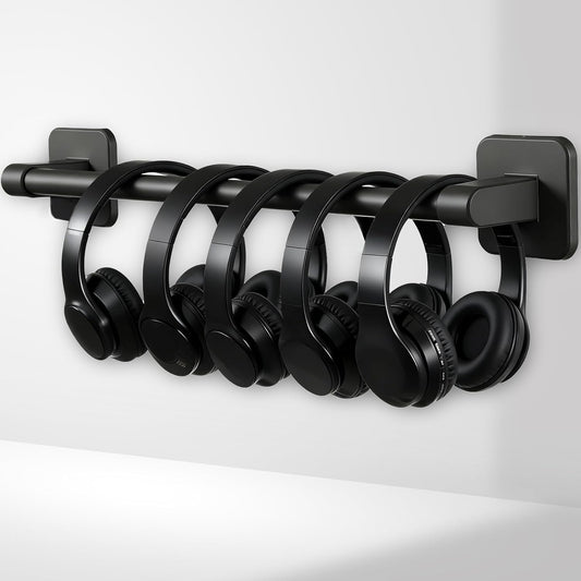 Classroom Wall Mounted Headphone Storage Rod, 2 Headphone Storage Rods with 4 Adhesive Hooks for Placing School Headphones