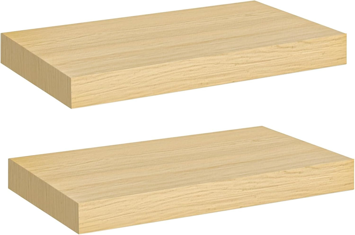 HOOBRO Floating Shelves for Wall, Wall Mounted Shelf Set of 2, 15.7" Hanging Shelf with Invisible Brackets, for Wall in Bathroom, Bedroom, Toilet, Kitchen, Living Room, Office, Natural NL40BJ01
