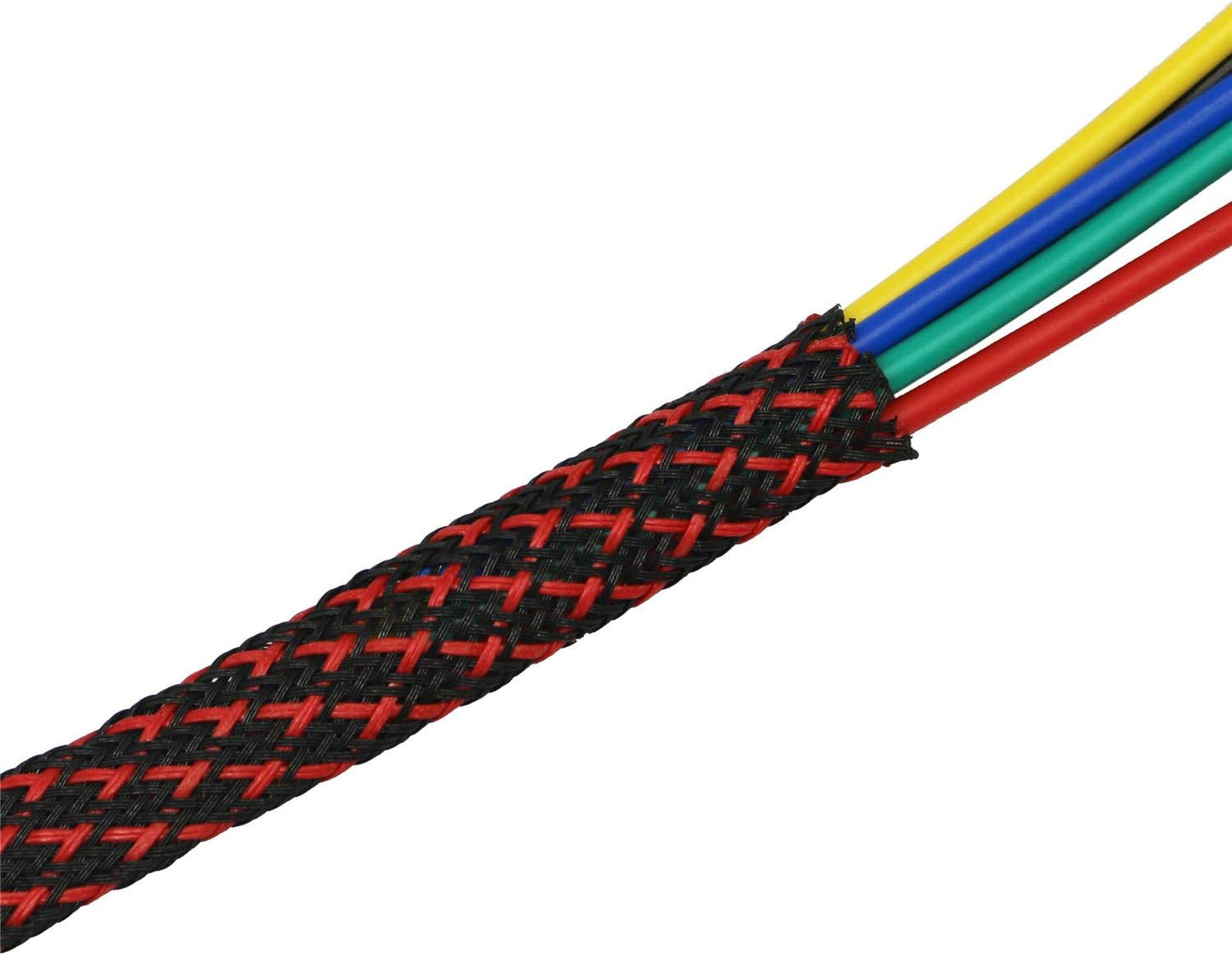 30ft PET Expandable Sleeving Wire Cable Sleeve (1/4", Red&Black)