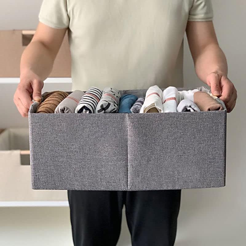 Storage Bin for Shelves Rectangle Closet Baskets Foldable Box with Handles, Gray Storage Bins, Storage Boxes for Home Office Car Dormroom