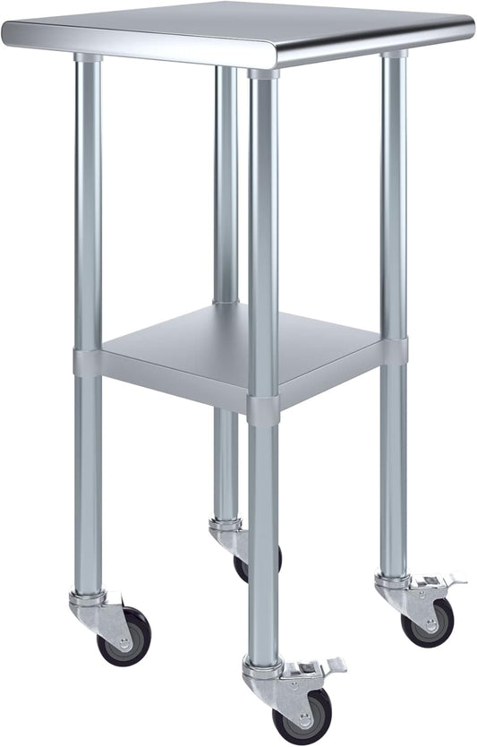 AmGood 20" Long x 20" Deep Stainless Steel Table with Casters