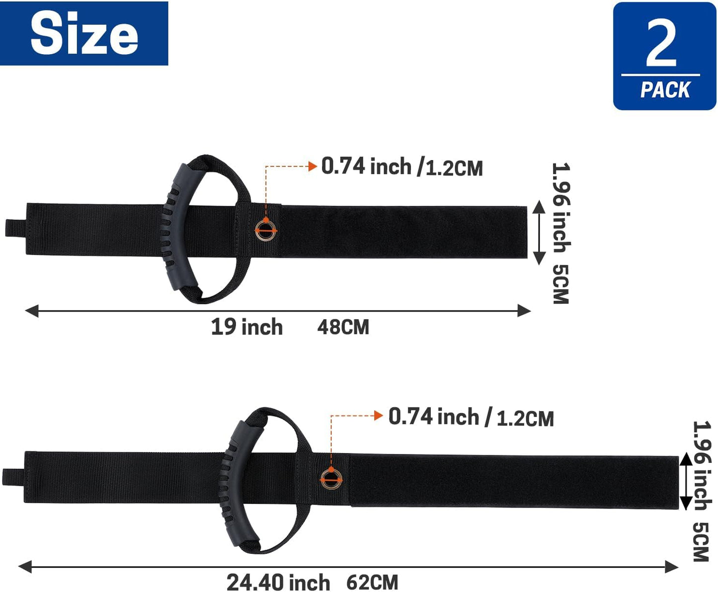 2 Pack Extension Cord Holder Organizer, 19 Inch & 24 Inch Adjustable Hook and Loop Cable Storage Straps with Handle for Garage Electrical Cords Cable Rope Hose Organizers and Storage