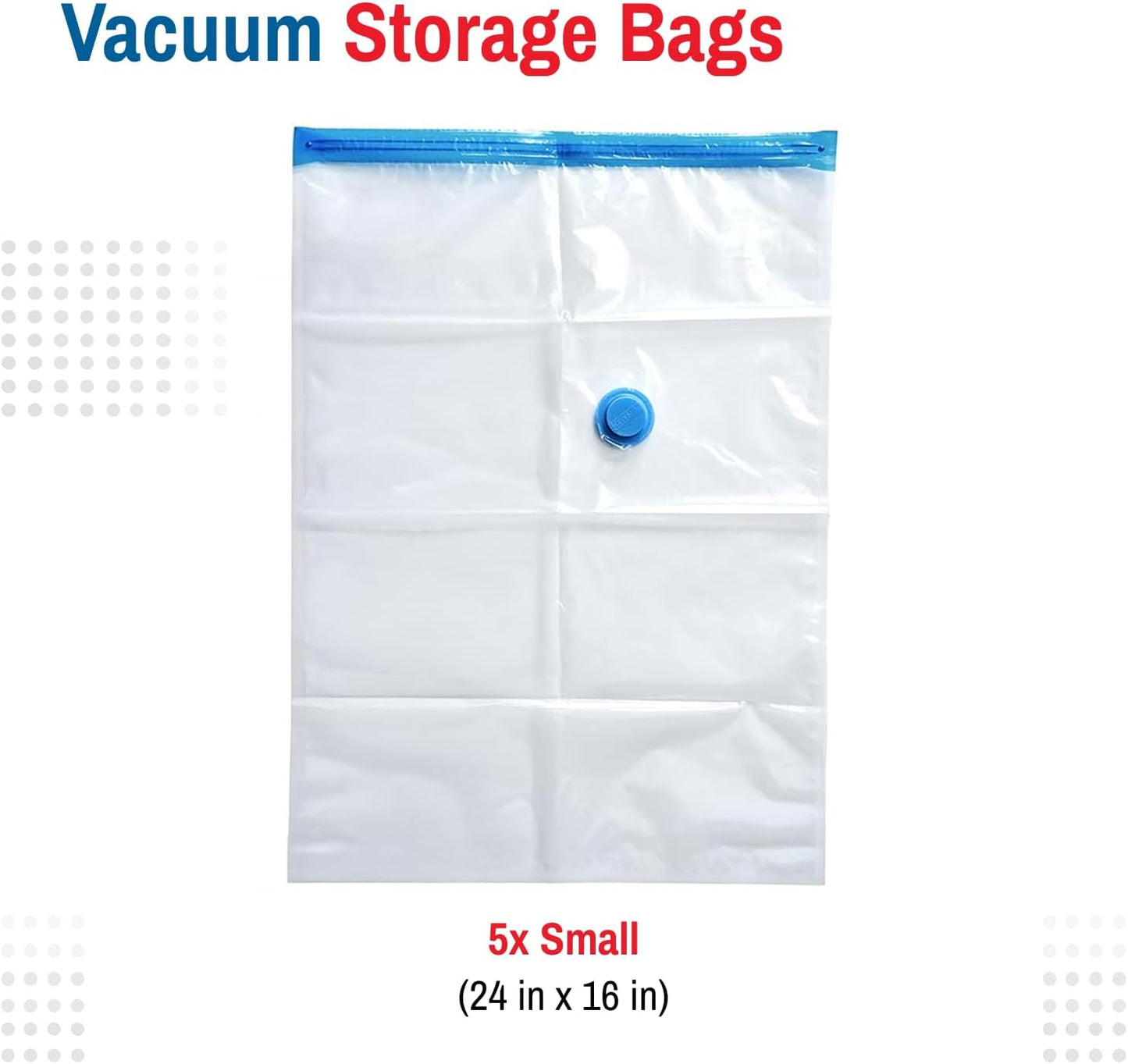 5 Pack Small Vacuum Storage Bags for Comforters, Blankets & Clothes – Vacuum Sealed Compression Bags with Hand Pump – Space Saver Storage Bags for Bedding, Moving, Travel & Organization