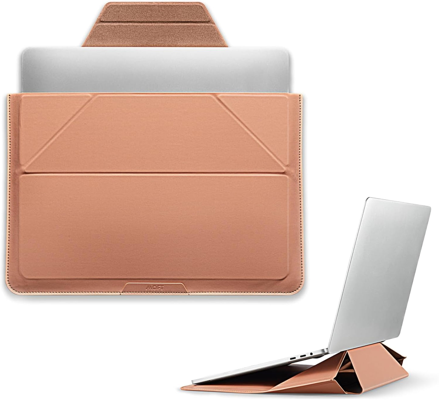 MOFT Laptop Carry Sleeve, 2-in-1 Laptop Bag & Stand for 16" MacBook Air/Pro & Dell/HP/Lenovo/Asus, Stylish Slim Computer Sleeve Bag with Expandable Storage for Computer Accessories, Class Nude