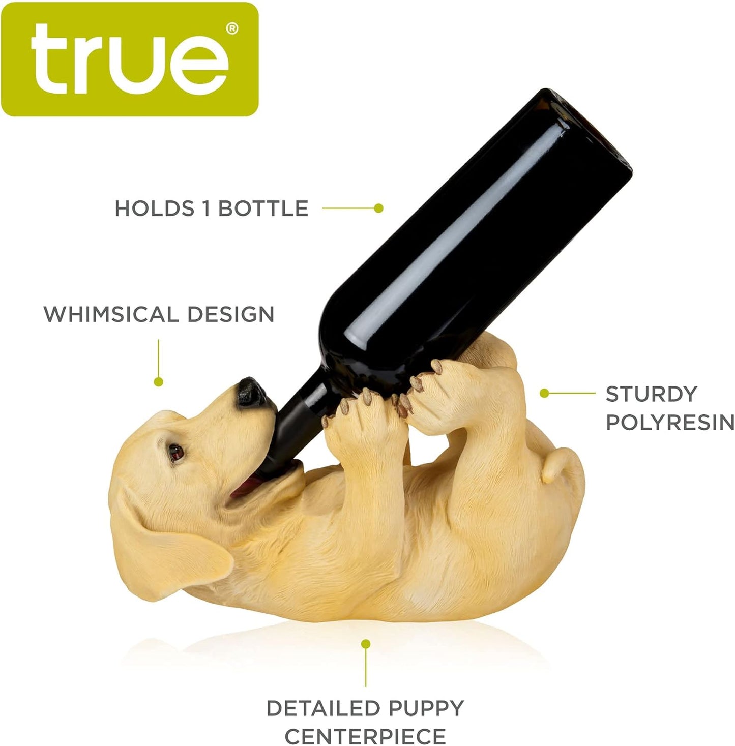 True Lab Playful Pup Bottle Holder for Kitchen Table, Wine Rack Countertop, Tabletop Wine Rack, Wine Bottle Holder Decorative, Wine Decor, Set of 1