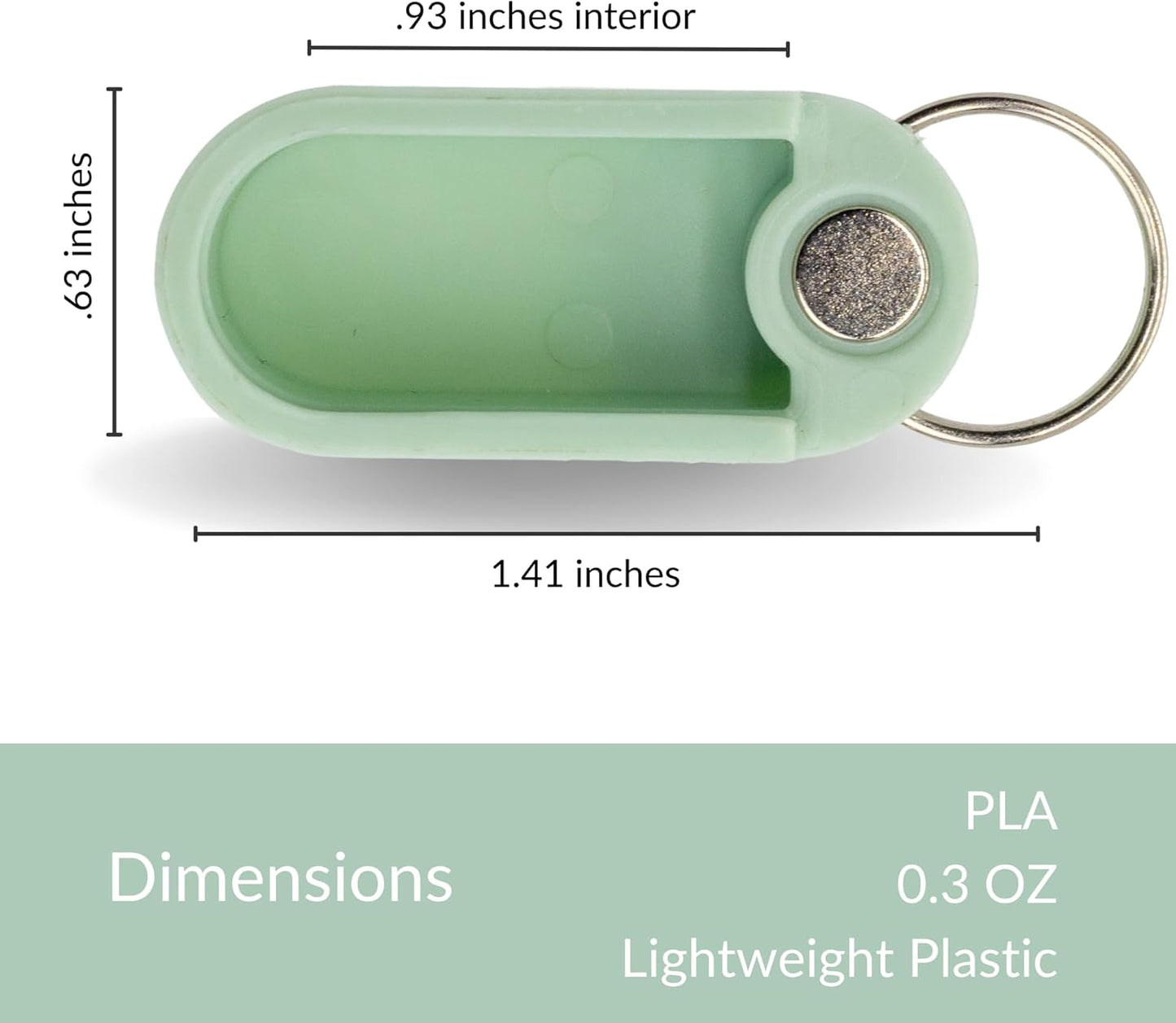 Keychain Pill Holder Single Pack – Lightweight Magnetic Pill Organizer for Daily Medication Storage, Portable Micro Pill Case for Travel, Durable and Discreet (Mint)
