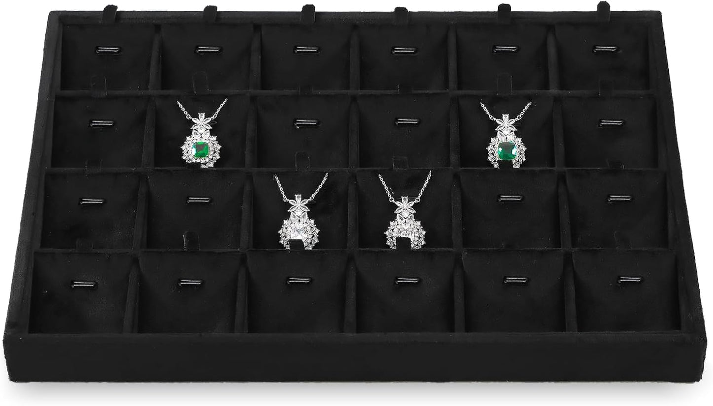 Stackable Jewelry Trays, Velvet Earring Box,Premium Necklace Box,Luxury Jewelry Display Case,Black Pendant Trays