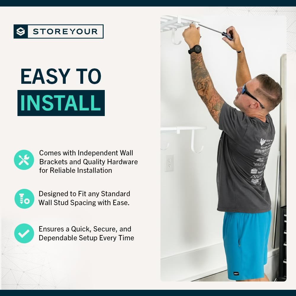 StoreYourBoard Heavy Duty Garage Shelf Wall Mount 1ft x 4ft – Wall-Mounted Shelving for Storage & Organization – Heavy Duty Garage Shelves for Tools, Bins, & Equipment – Holds 400 lbs - White