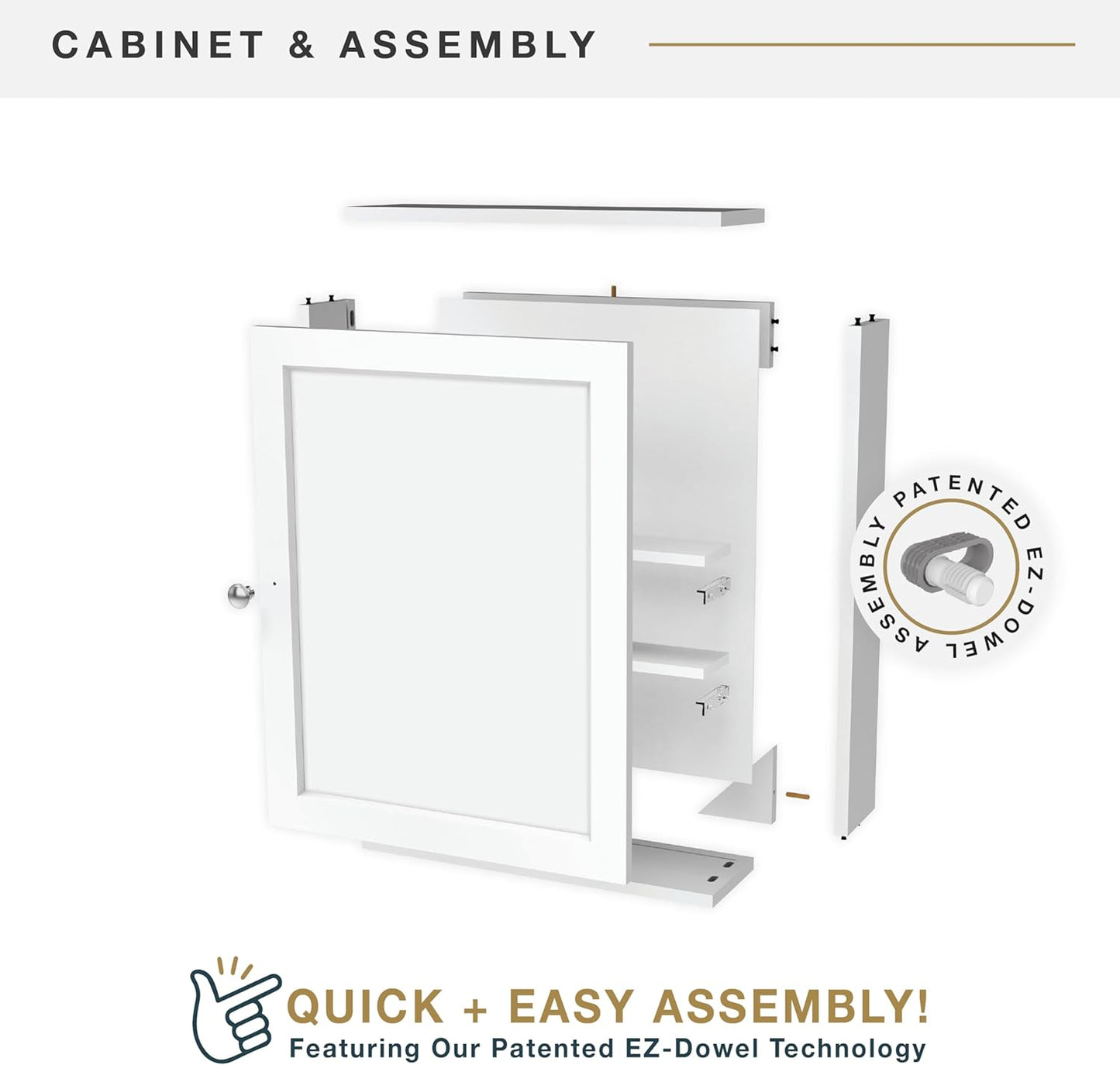 MCS 23x18 White Medicine Cabinet Organizer, Wall Mounted Bathroom Cabinet for Over-The-Toilet Storage, Bathroom Furniture & Restroom Organizer