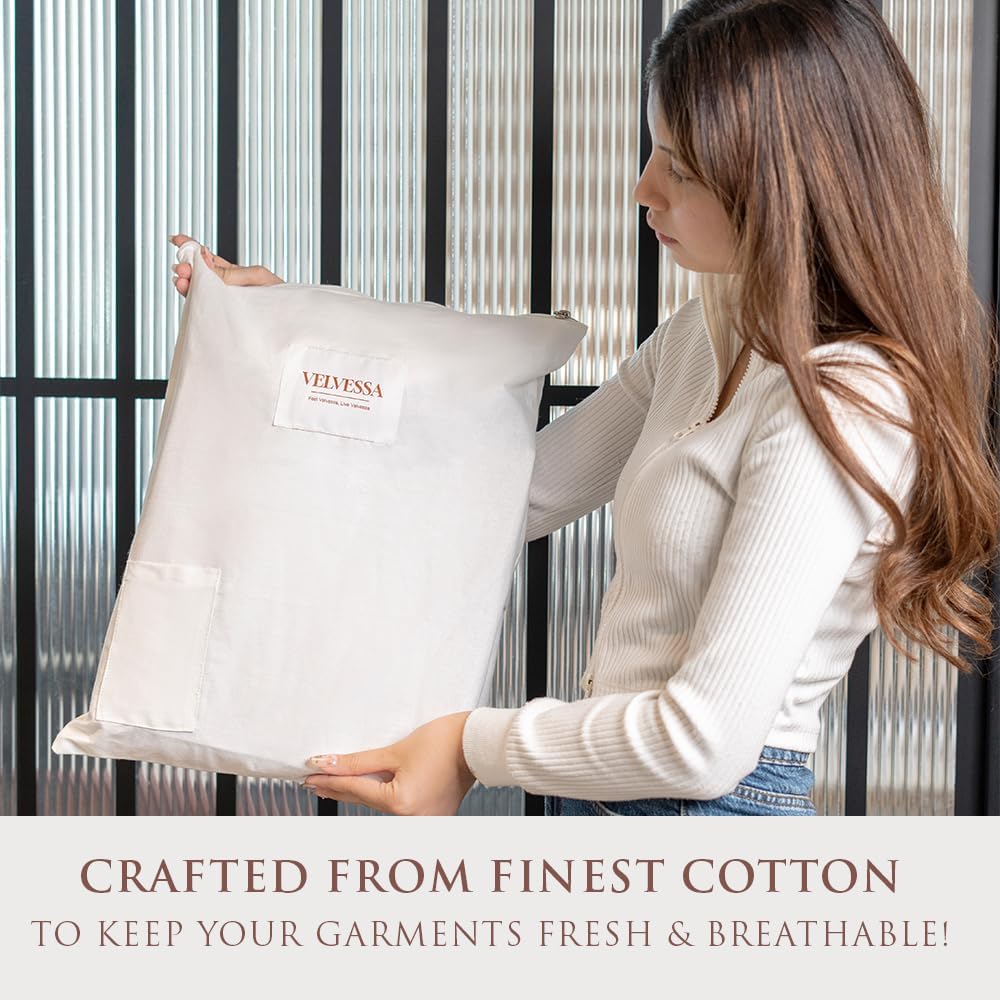 Cashmere Sweater Storage Bags | Pack of 4 |Breathable & Washable Sweater Storage Bags | Suitable Clothes Organizer For Sweaters, Merino Wool, Scarves and more (18"×15")