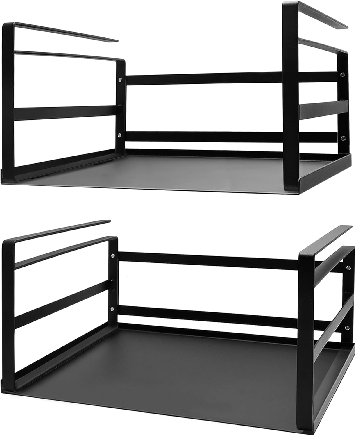 Nxconsu 2Pack Under Shelf Storage Basket Organizer Hanging Holder for Cabinet Pantry Kitchen Cupboard Desk Counter Bookshelf Organization Add-on Space Saver Heavy Duty Slide-in Black Large