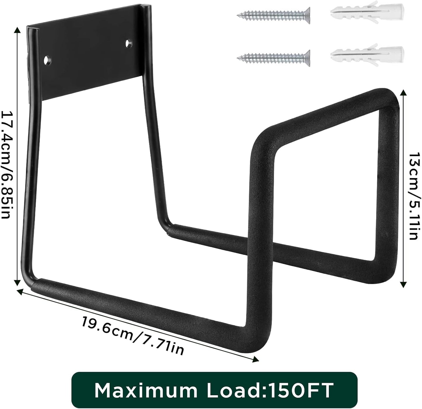 Metal Garden Hose Holder - Wall Mount Heavy Duty Holds Up to 150Ft Hose