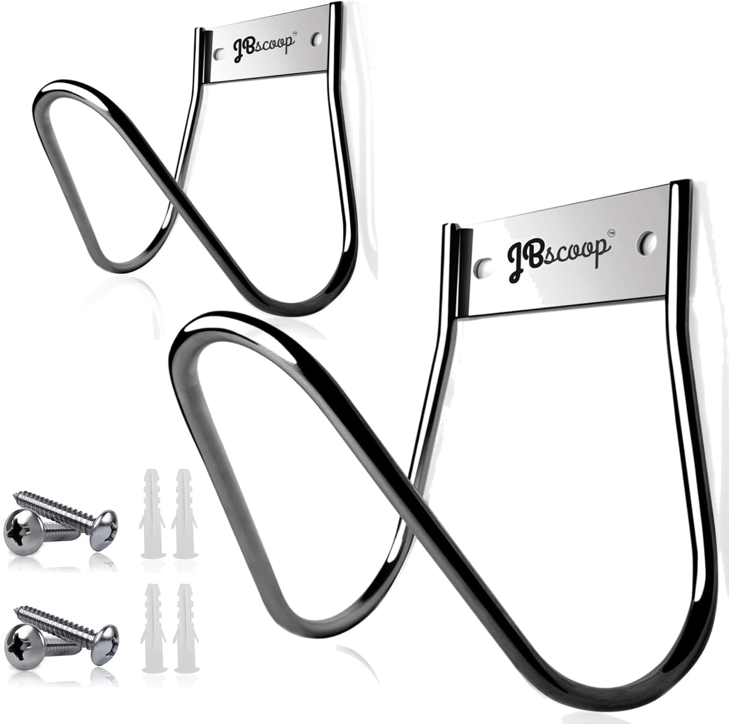 JBscoop Garden Hose Holder Stainless Steel Small Wall Mount Garden Hose Hook, Ideal for Water, Air, Hydraulic Hose, Ropes, Extension Cords Heavy Duty & Rust Proof Set of 2