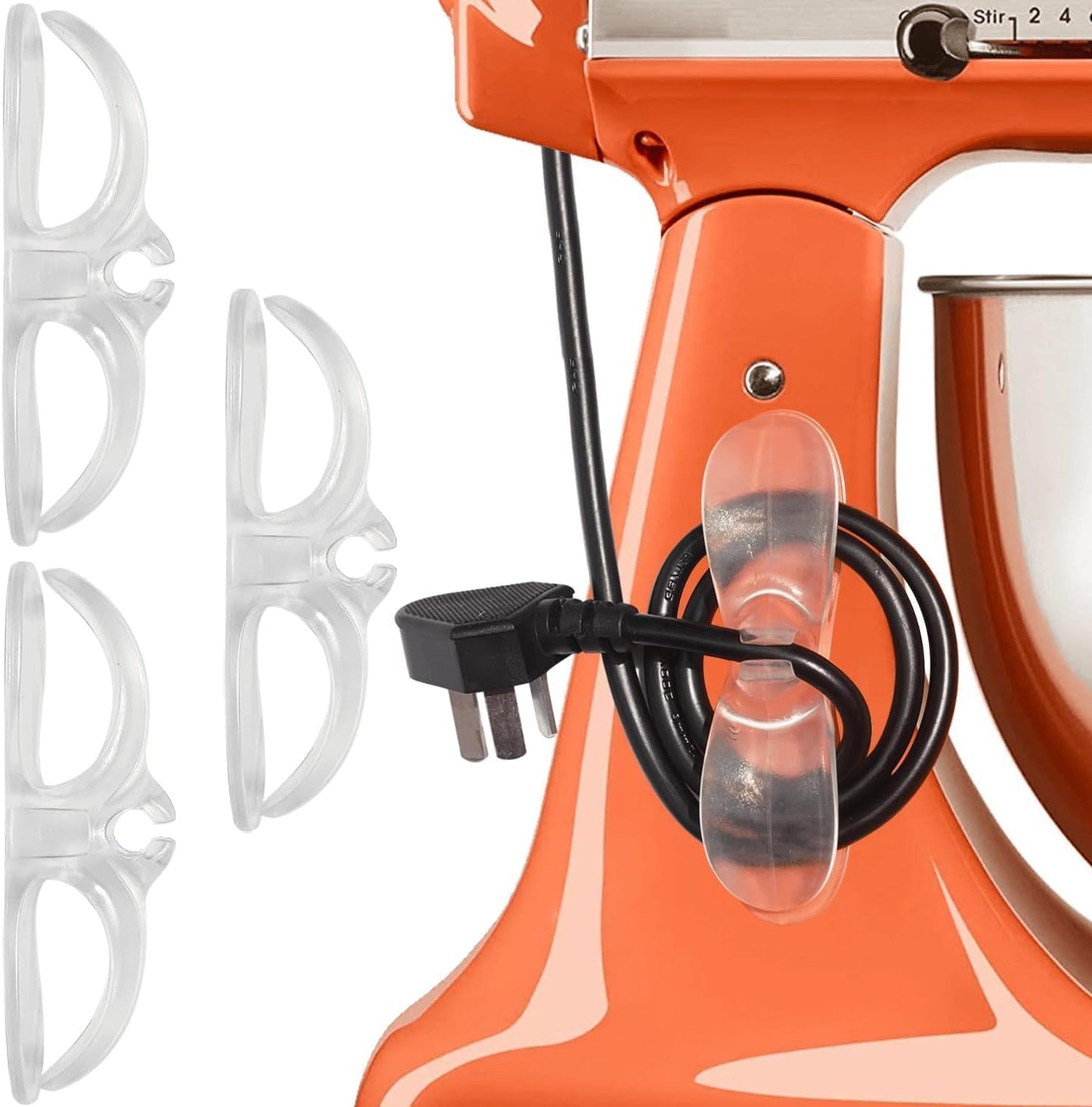 Cord Organizer for Kitchen Appliances - Clear Cable Wrapper Holder Winder Keeper Wrap, Stick On Mixer
