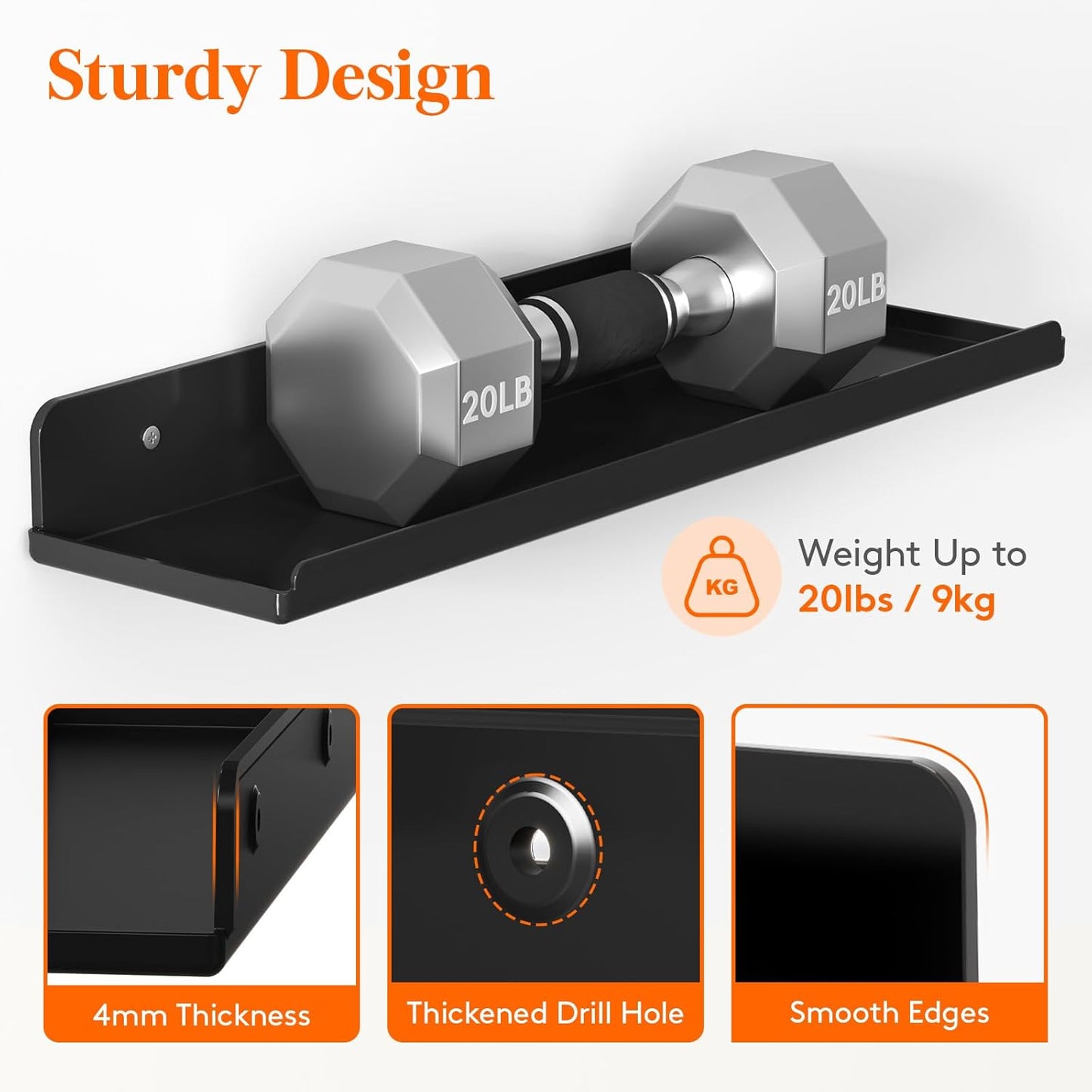 Lifewit Floating Shelves for Wall, 4 Pack Black Acrylic Shelf 15" Room Decor for Bookcase/Vinyl Record Display/Photo/Picture in Bedroom, Living Room, Bathroom, Kitchen Storage and Organization