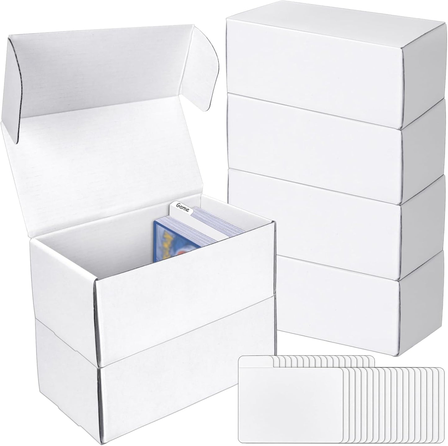 Trading Card Storage Box with Dividers, 6 Pack • 400 Count Bulk Card Collection Case, Corrugated Cardboard Storage Box for Sports, TCG/Magic/Mtg Cards (Horizontal Length 7.5 Inch)