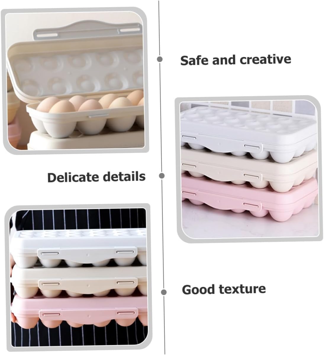 2pcs Egg Fridge Organizer with Lids Stackable Egg Storage Box for Refrigerator with Easy Pull-out Design