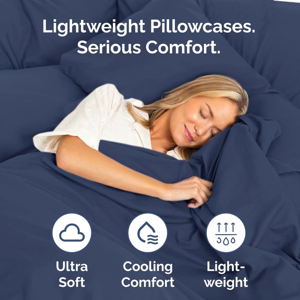 Standard Pillow Cases - 4 Pack - Super Soft Pillowcase Covers - Envelope Enclosure - Hotel Quality Pillow Protectors - Wrinkle Free, Shrink & Stain Resistant - Machine Washable - 20" x 26" (Navy Blue)