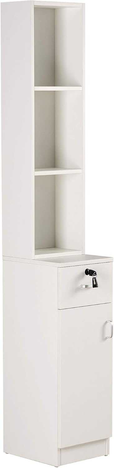 BarberPub Locking Wall Mount Hair Styling Barber Station with Drawer Storage Beauty Salon Spa Equipment 3036-1 (White)