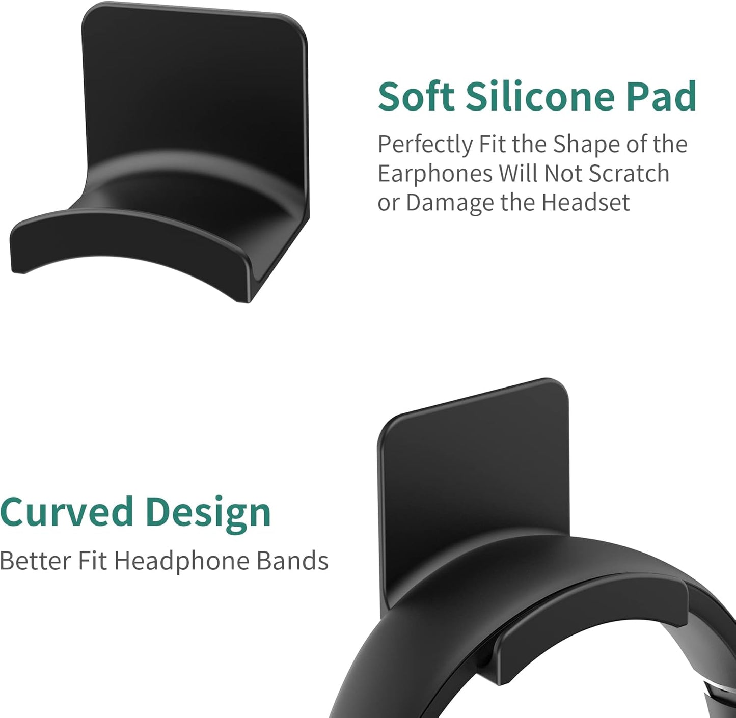 HomeMount Headphone Stand Headset Holder - Adhesive Gaming Headphone Hanger Hook Desk Mount for Most Headphone & Controller (Black)