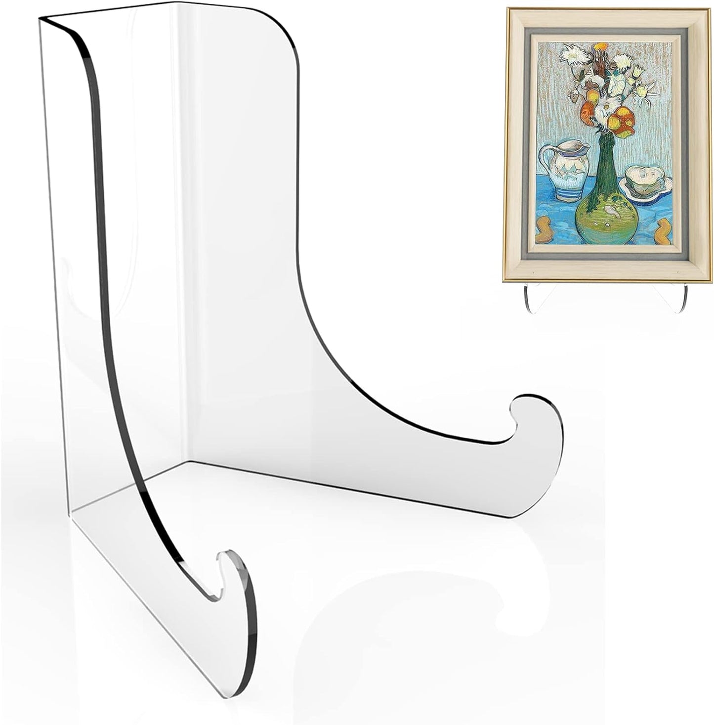 Boloyo Flat Back Acrylic Plate Display Stand , 3 Inch 2PC Clear Acrylic Display Holder Easel Base for Home Office Kitchen School Art Display