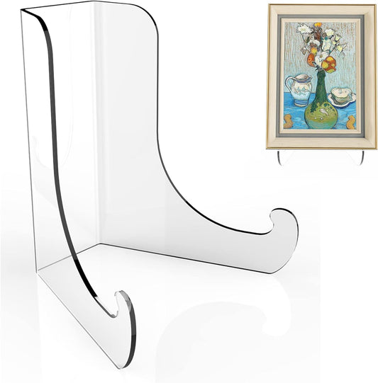 Boloyo Flat Back Acrylic Plate Display Stand , 3 Inch 2PC Clear Acrylic Display Holder Easel Base for Home Office Kitchen School Art Display