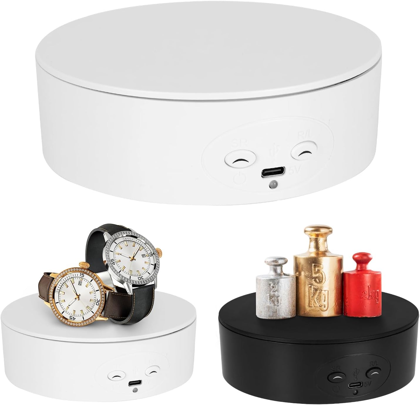 Motorized Rotating Display Stand, 5in/11lbs Load, 360° Rotating Platform for Jewelry Watch 3D Models Cake, Electric Spinning Display Stand for Live Show, Products Video shoot
