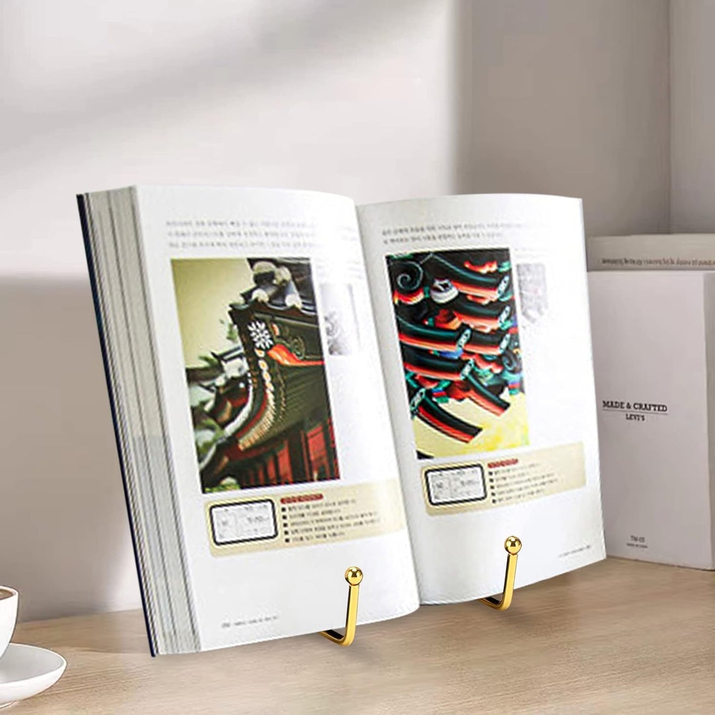 3 Pack 8 Inch Plate Stands for Display, Plate Holder Display Stand, Picture Frame Stand Black Metal Frame Holder Stands for Book,Small Easel,Decorative Plate,Photo and Platter,Tabletop Art-gold