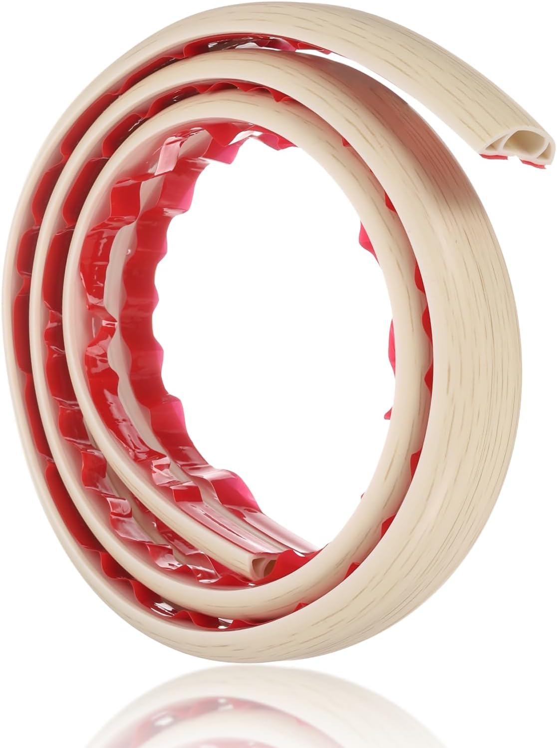 HARFINGTON 4ft Cord Cover Floor W0.6 x H0.33 Inner Channel PVC Hide Extension Cable Floor Wire Hider Wire Covers Protector for Prevent Cable Trips Cables Management, Wood Beige