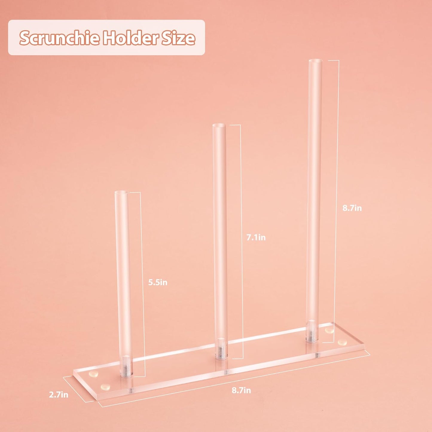SMUK 2Packs 3-Tiers Acrylic Scrunchie Holder Stand, Clear Hair Tie Organizer Storage for Women Teen Girls Gifts Scrunchy Hair Accessories Organizer