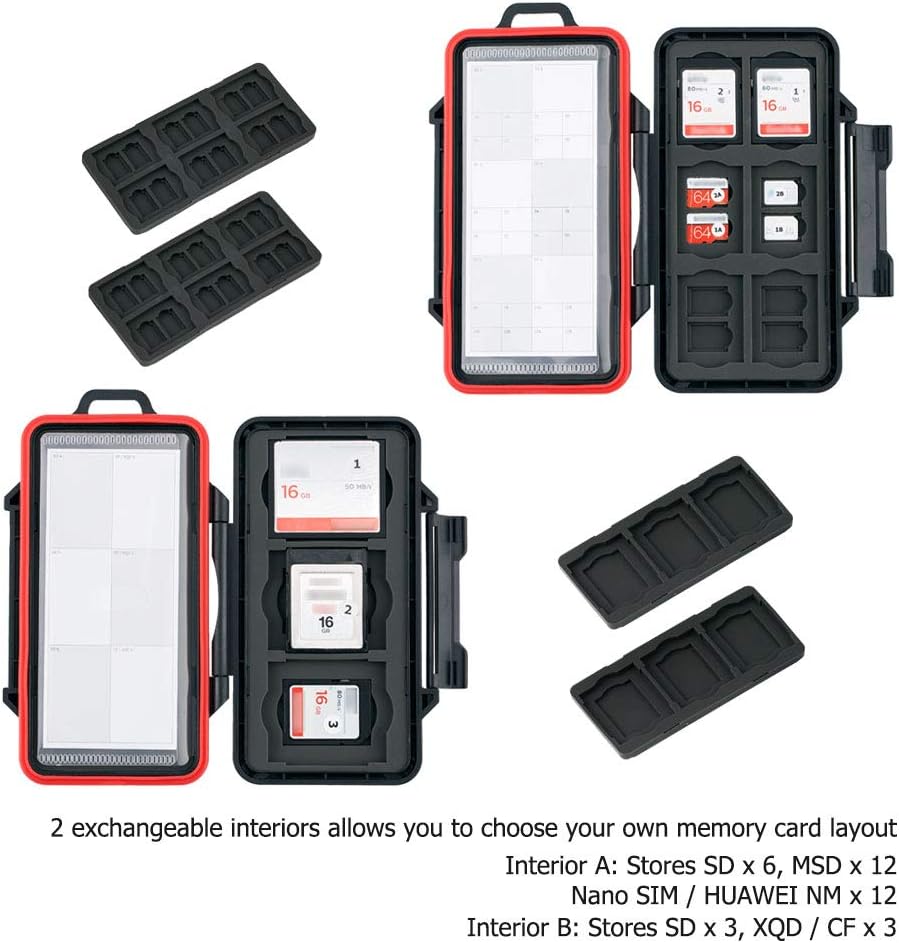PROfezzion 48 Slots Weatherproof Memory Card Carrying Case Holder for CFexpress Type B, XQD, CF, Cfast, CompactFlash, CF Express Type-B, SD & MicroSD Cards (Not for CFexpress Type-A Card)