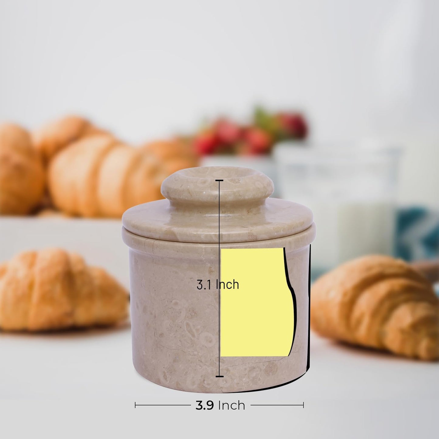 Marble Butter Keeper - Butter Crock - Round Butter Dish With Lid - French Butter Crock - Butter Keepers to Leave on Counter - Perfect Breakfast Companion with Classical Look (Virona)