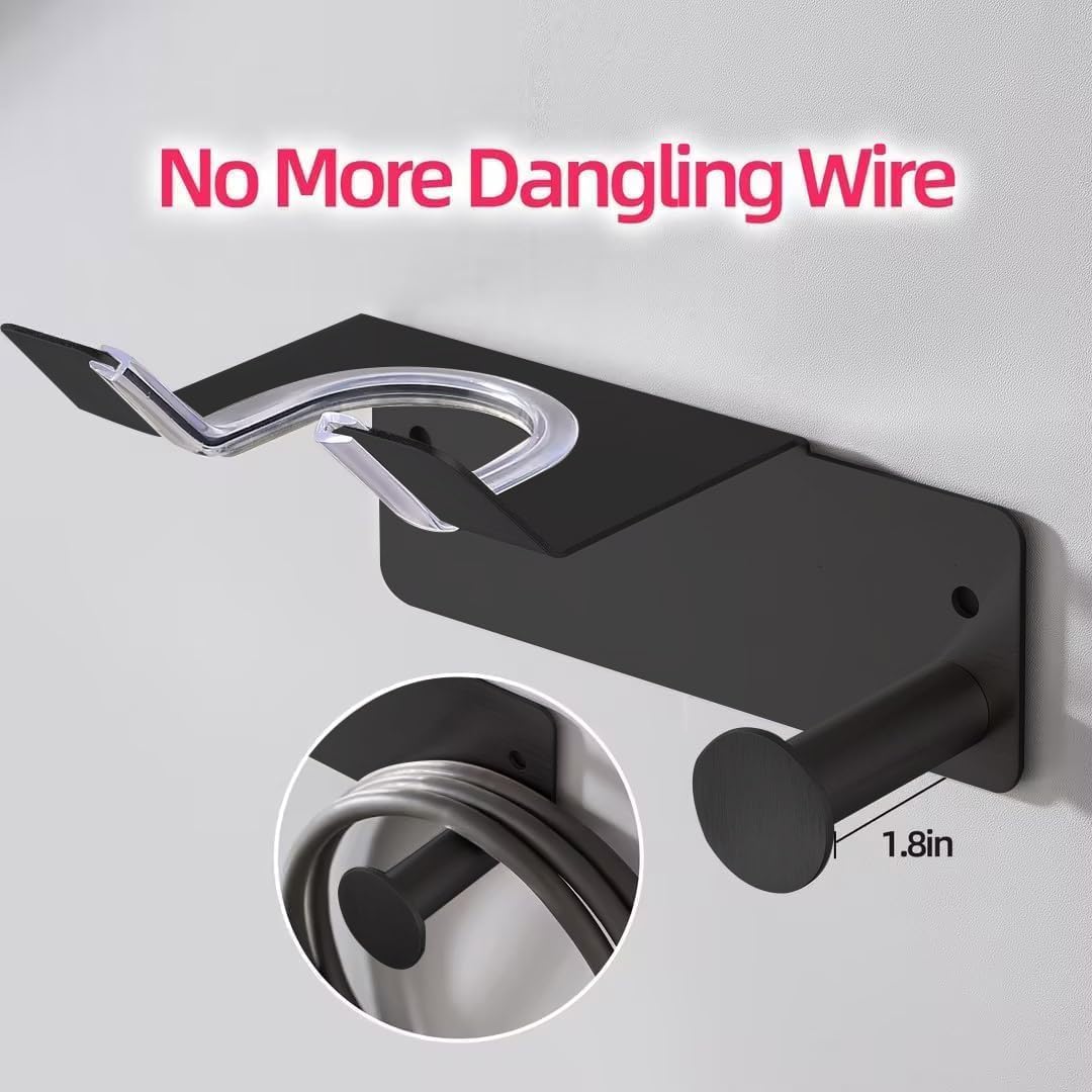 Hair Dryer Holder, Hair Dryer Holder Wall Mounted, Self Adhesive Blow Dryer Holder, Stainless Steel Hair Dryer Stand, Hairdryer Holder for Bathroom Black BANJEKT
