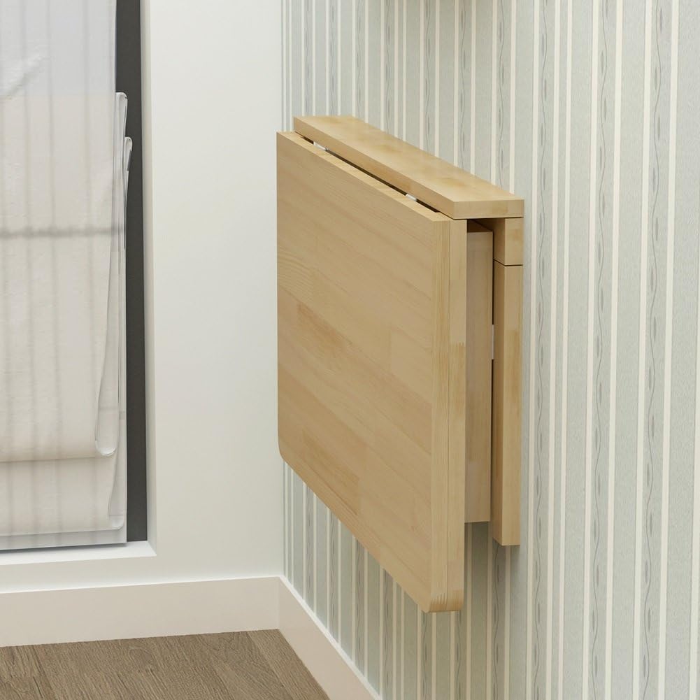 MM MELISEN Fold-Away Wall Table - Natural 31.4x23.6 Inch Wood Table That maximizes Space. Creates Instant Counter Space in Laundry, Kitchen, or Workshop. Ideal for Apartments and dorms