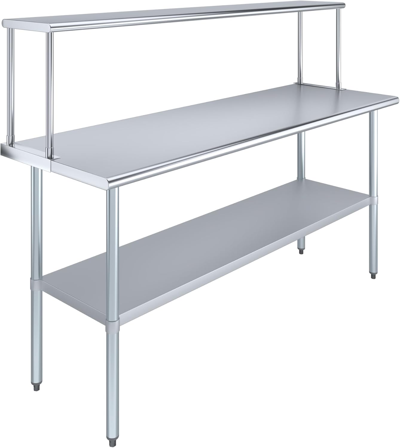 Stainless Steel Work Table with Wide Single Tier Overshelf | 24" x 72" Work Table + 12" Overshelf