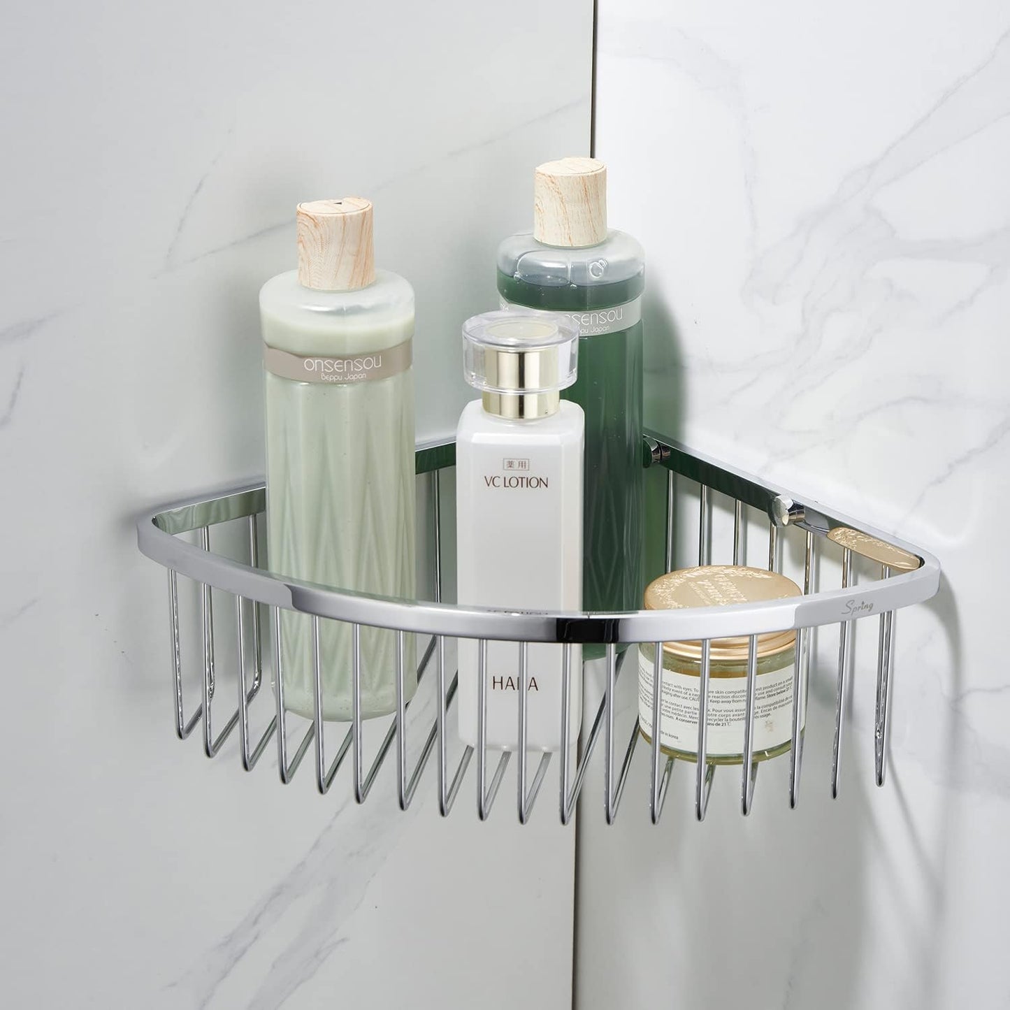 Bathroom Shower Caddy Corner Shelf Basket, Ultra Sturdy Rust-Proof Stainless Steel Shelf Organizer Shampoo Holder, Wall Mounted Storage Rack for Bathroom Kitchen, Polished Chrome