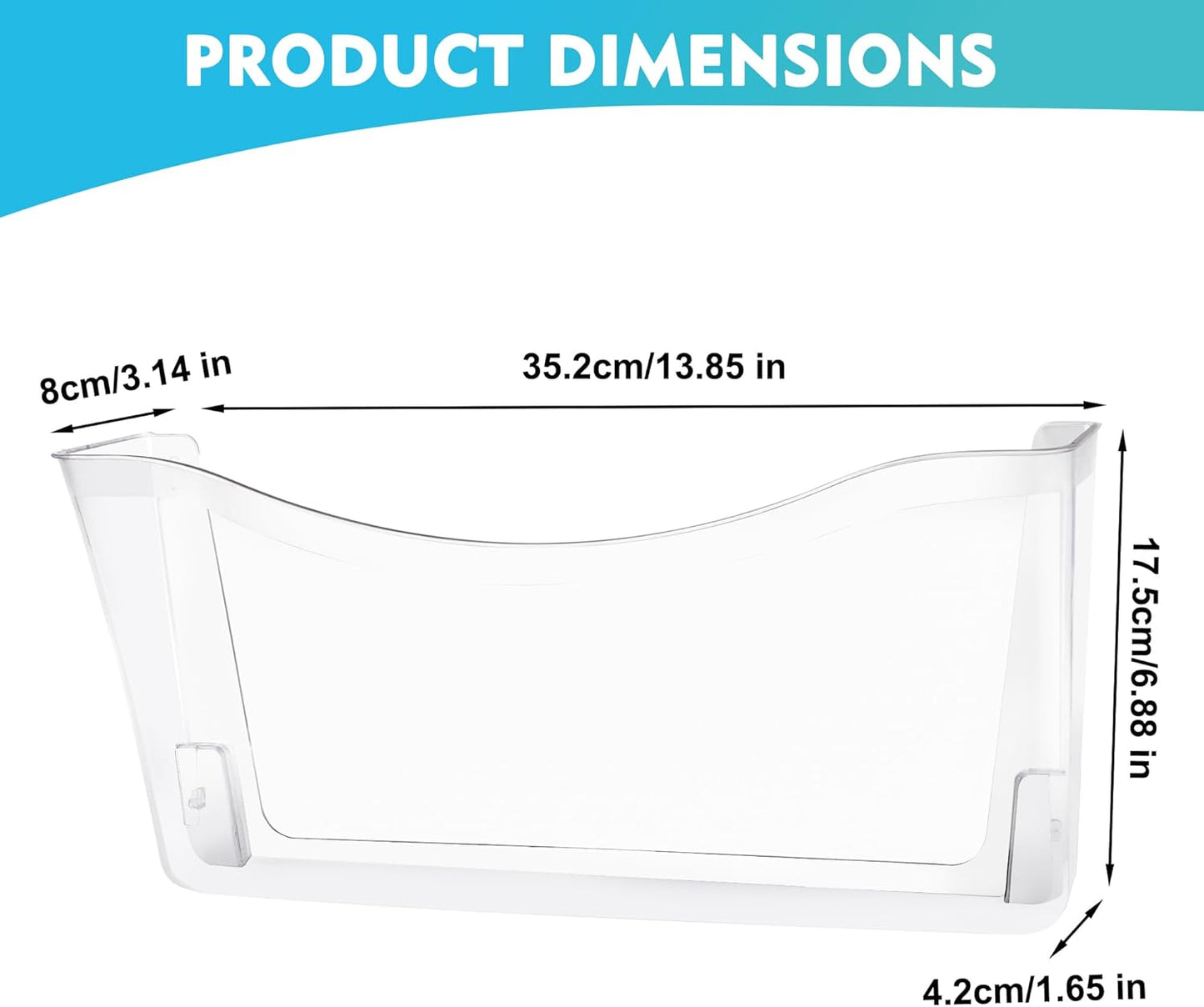 EASEPRES 8 Pack Clear Single Pocket Hanging File Organizer, Plastic Wall Mount Paper Mails Magazines Holder, Mounted Folder Bins for Office, School and Home, 13.85x3.14x6.88 inches