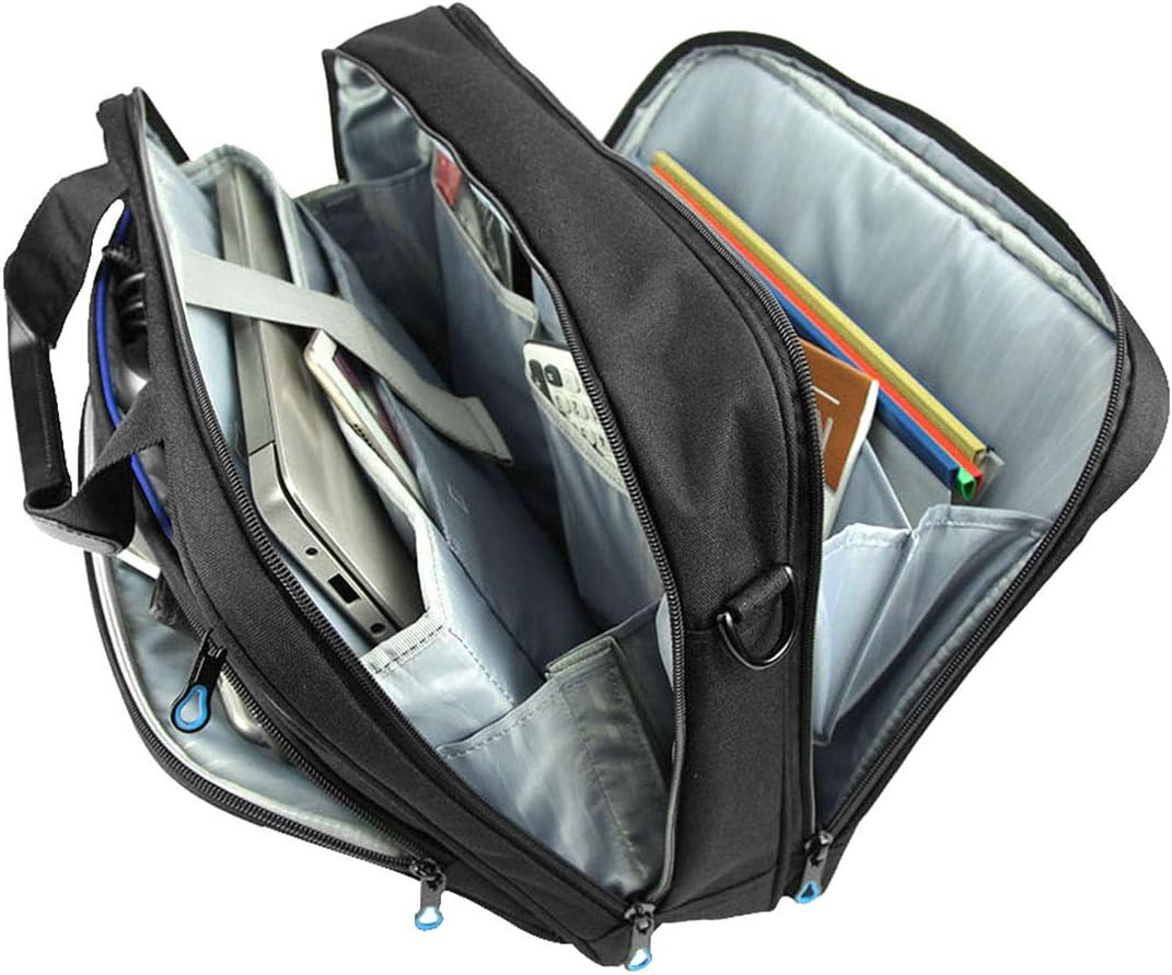 KROSER Laptop Bag 15.6 Inch Briefcase Messenger Bag Water Repellent Computer Case Shoulder Bag Durable Tablet Sleeve with RFID Pockets for Business/College/Women/Men - Black/Blue