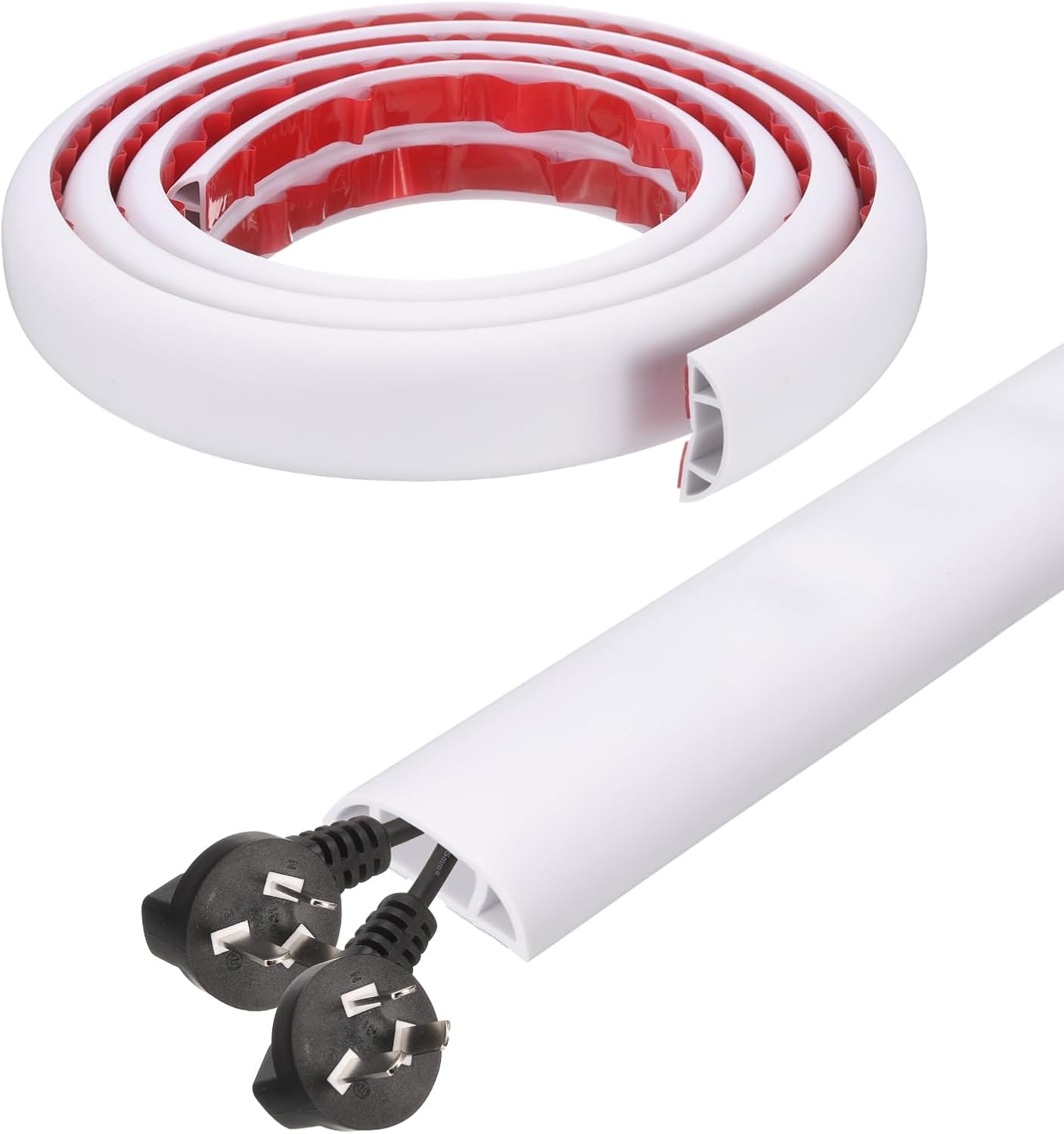 HARFINGTON 6ft Cord Cover Floor W0.6 x H0.33 Inner Channel PVC Hide Extension Cable Floor Wire Hider Wire Covers Protector for Prevent Cable Trips Cables Management, White