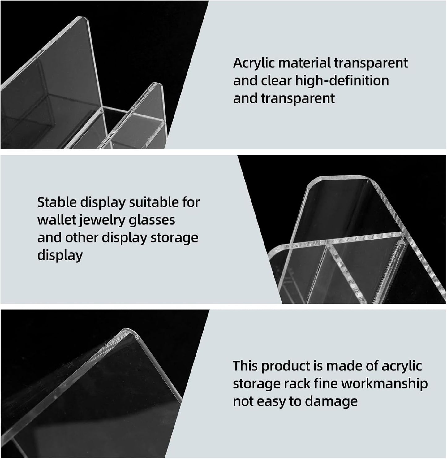 Acrylic Wallet Display Stand Purse Handbag Organizer, Clear Jewelry Riser Display Stand Purse Display Rack, Acrylic Display Shelf for Cosmetic Perfume Jewelry Sunglasses Handbag (2 PCS-6 Tier)