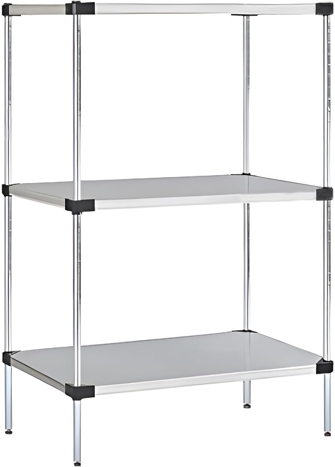 Omega Solid Stainless Steel Shelves, 18" Deep x 72" Wide x 34" High 3 Tier Heavy Duty Solid Shelving Unit for Kitchen Garage Office Restaurant Warehouse 800-lb Per Shelf Weight Capacity