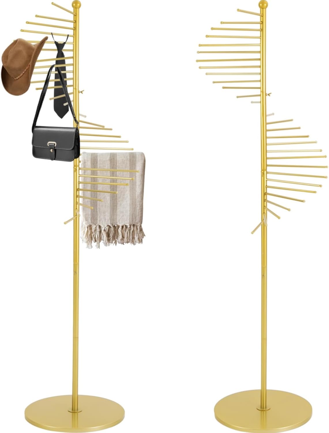 Scarf Display Stand 67" Spiral Scarf Holder Scarf Organizer Hijab Organizer Stand Scarf Hangers for Closet Clothing Store, Scarf Rack (Gold)