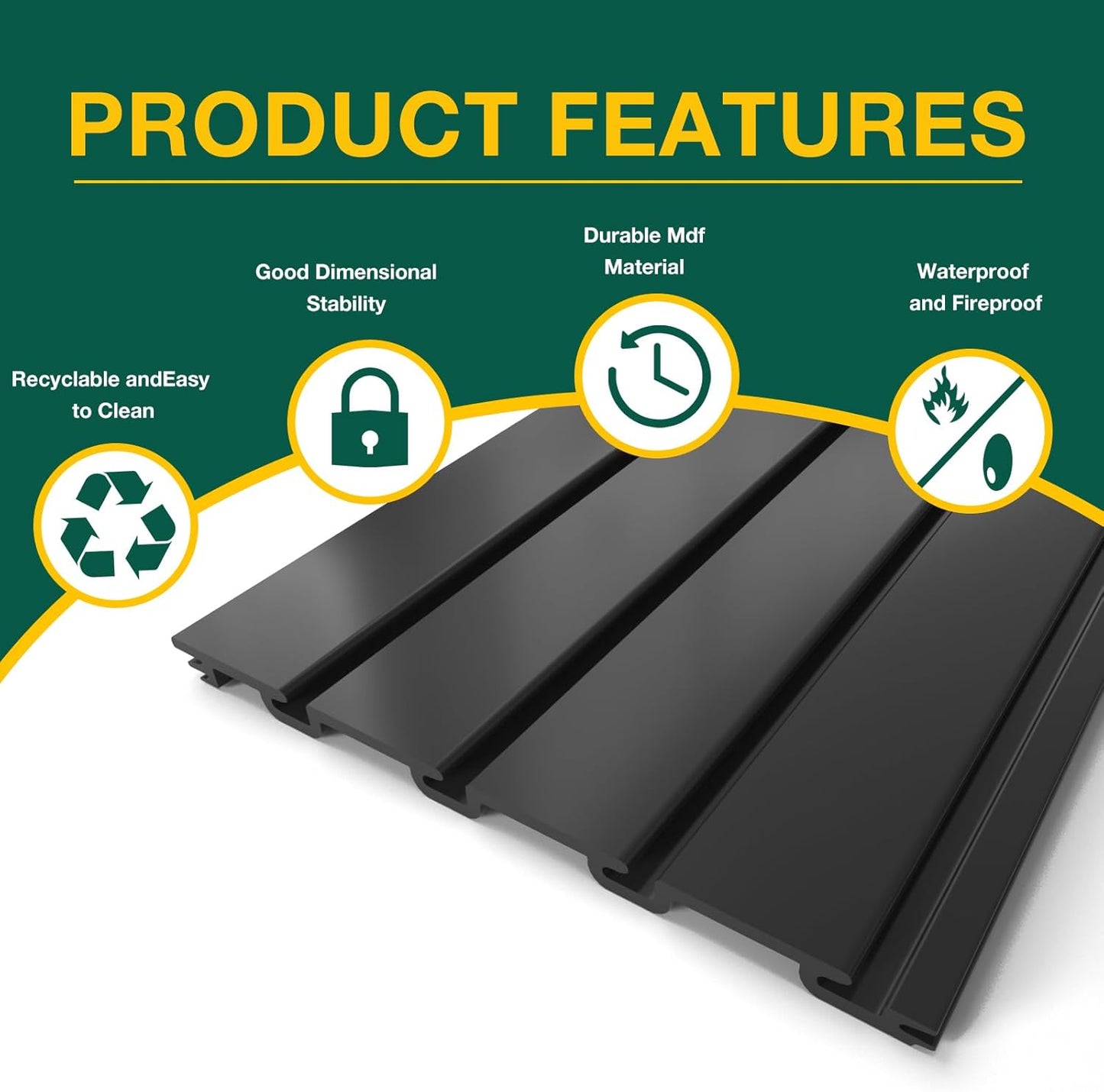 Yuzzy Slat Wall Paneling 4 x 4ft, Garage Slatwall Panel Wall Storage Systems, Heavy Duty PVC Garage Wall Organization (Black)
