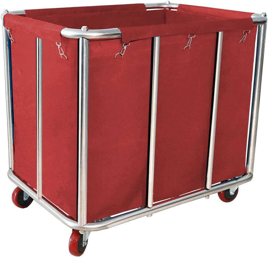 Laundry Cart Commercial,11.35 Bushel Large Industrial Rolling Laundry Hamper with 4 Inch Wheels,Household Heavy Duty Laundry Baskets with Stainless Steel Frame, 286 LBS Weight Capacity